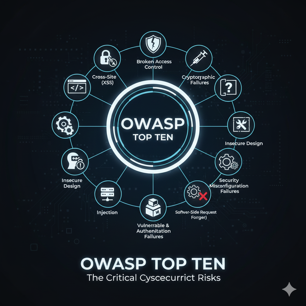 Logo OWASP et illustration des 10 risques de sécurité web