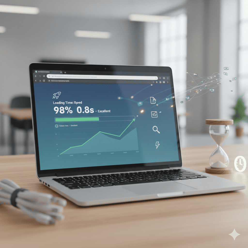 Illustration montrant un compteur de vitesse et un chronomètre pour la performance web
