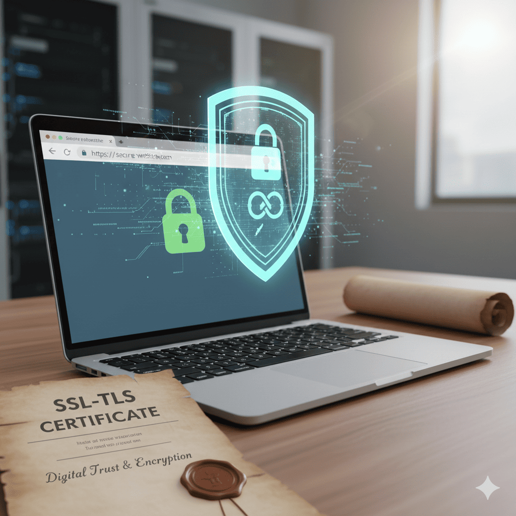 Illustration d'un certificat SSL/TLS avec un cadenas HTTPS